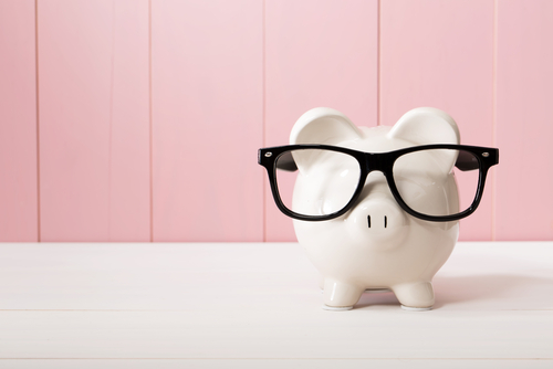 Piggy bank wearing glasses