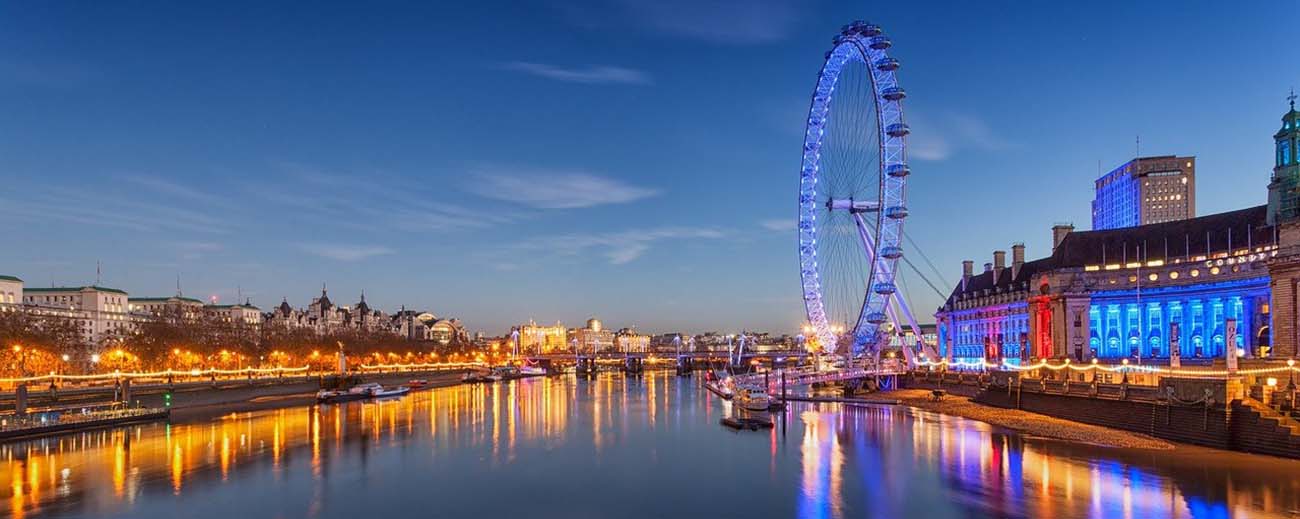 The River Thames at twilight with the London Eye